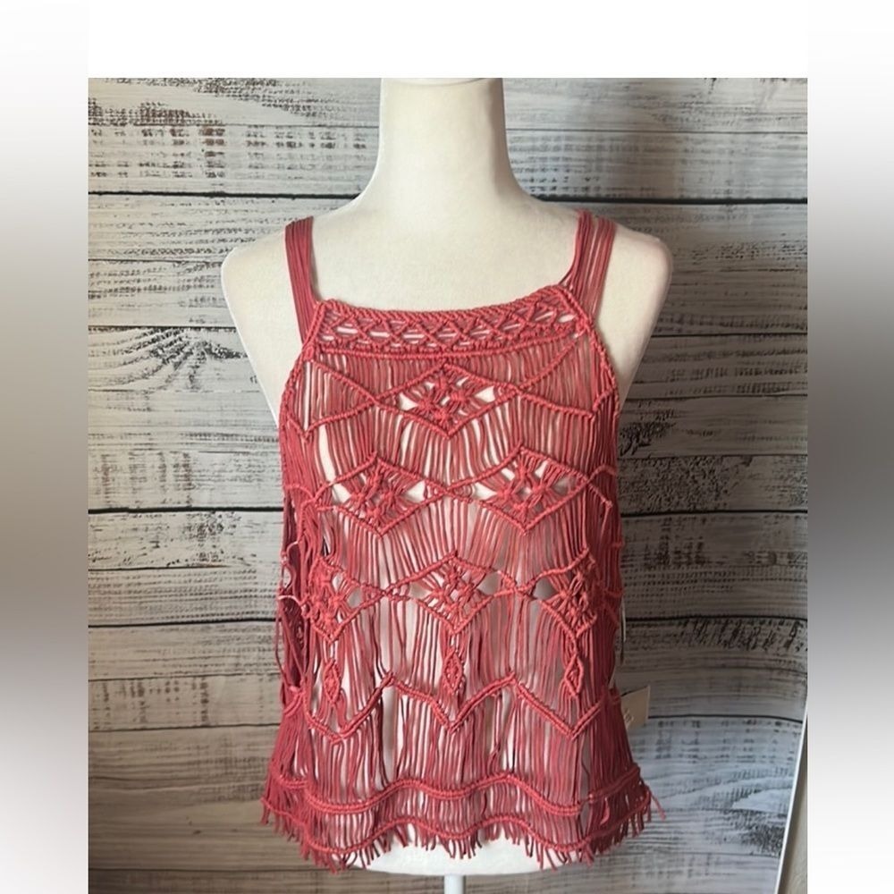 New Denim & Supply Ralph Lauren cover up top Size L boho blush rose crochet